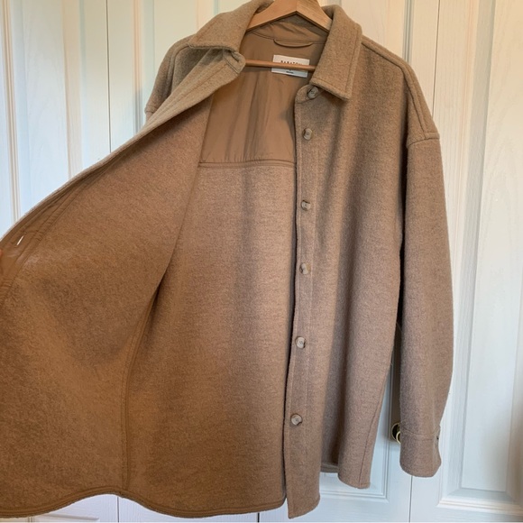 Aritzia Babaton Pelli Button Up Merino Wool Jacket Camel Tan Brown Women's Large - Picture 3 of 8